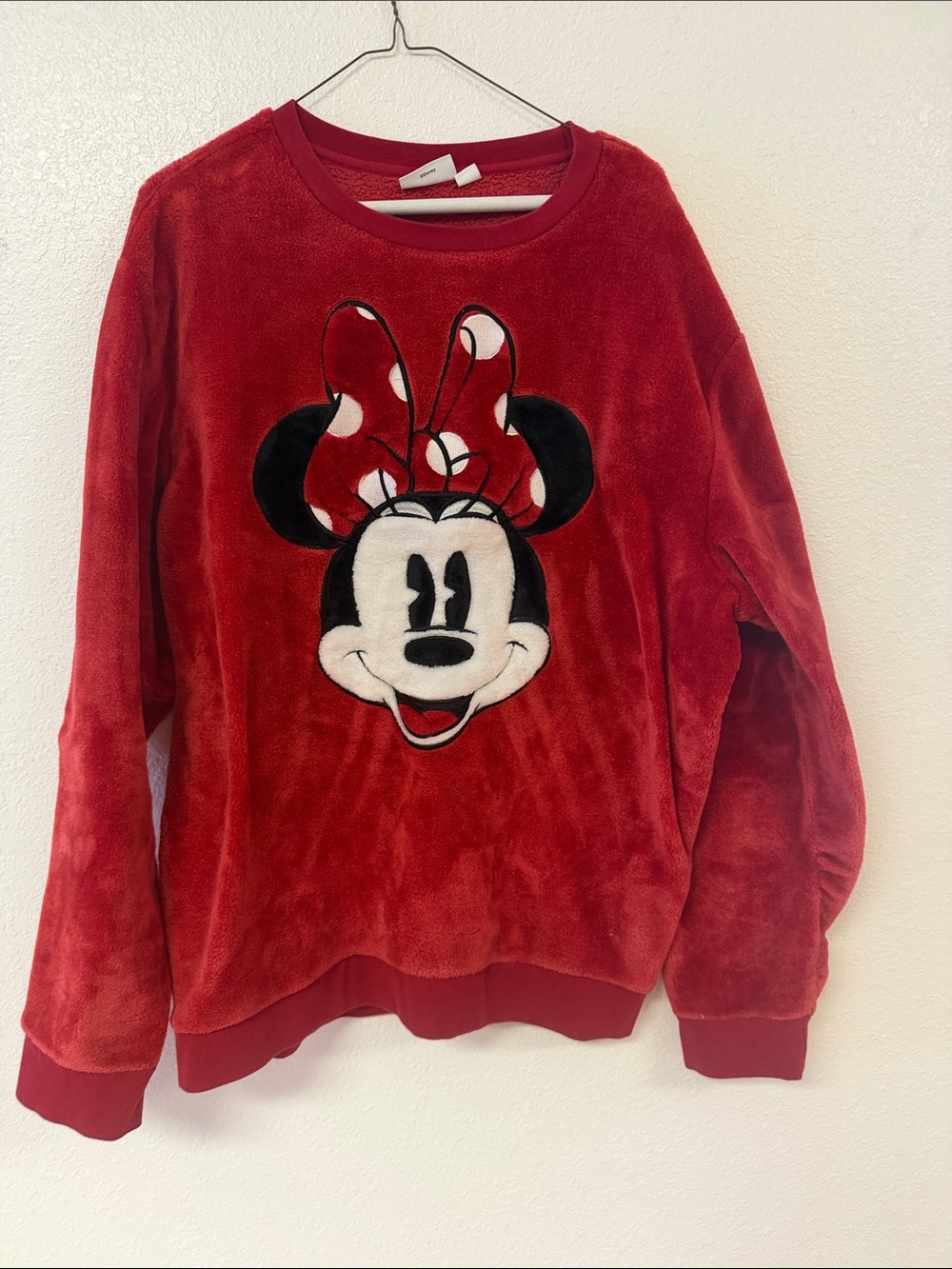 Red Minnie Mouse Plush Sweatshirt - Women's Sweater